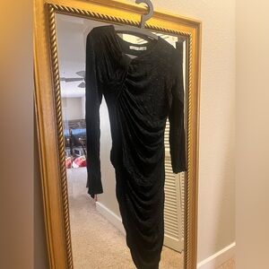BAILEY44 from ANTHROPOLOGIE Elegant Black COCKTAIL Ruched Dress